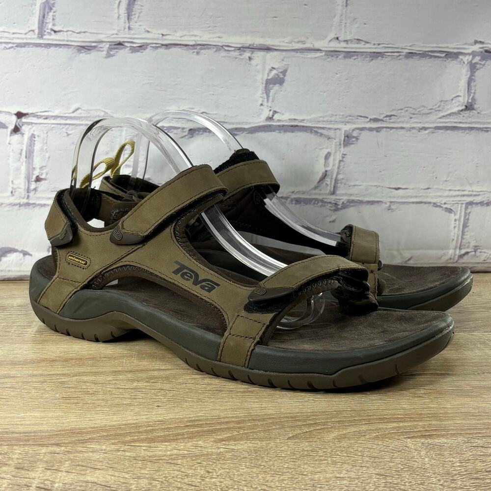 Teva Tanza Brown Leather Waterproof Sandals Men's Size 14 Hiking Sport Outdoor